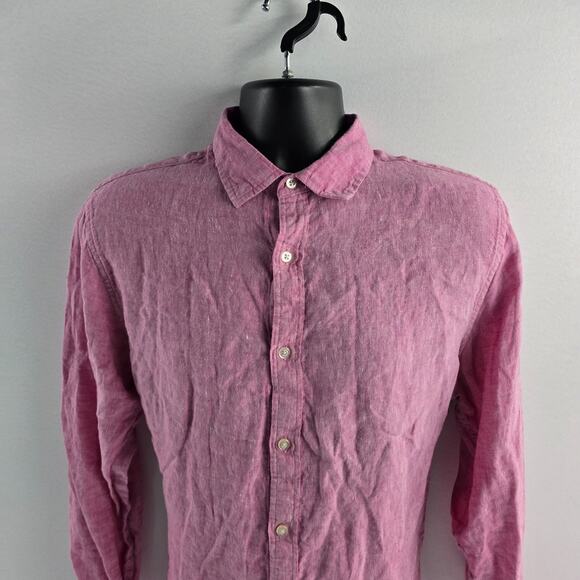 Banana Republic linen long sleeve button down shirt L slim fit pink mens 7005 - Picture 2 of 8